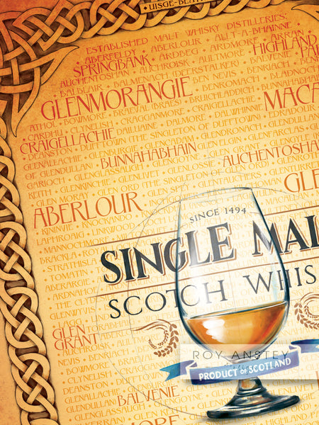 Single Malt Scotch Whisky: 30x40cm Art Print