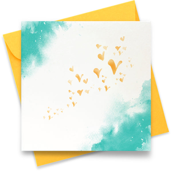 Flutterby Hearts - Teal: Greeting Card