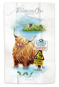 Loch Ness – Rambling Coo: Tea Towel