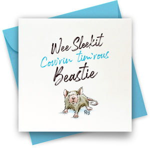 Cow'rin Wee Beastie: Greeting Card